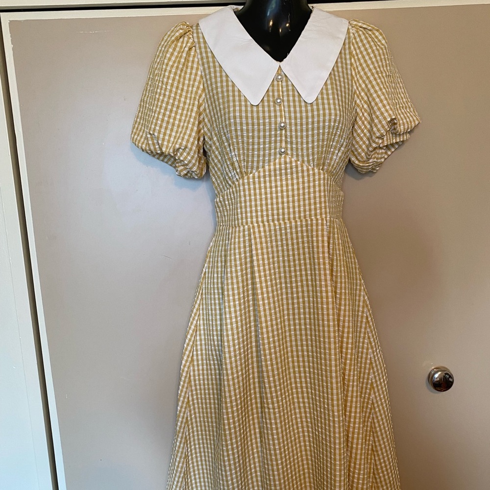 Gingham Yellow Tea Dress